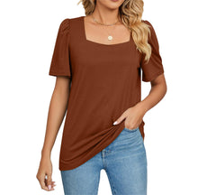 🔥HOT SALE - 49% OFF🔥Square Neck T-shirt with Puff Sleeves